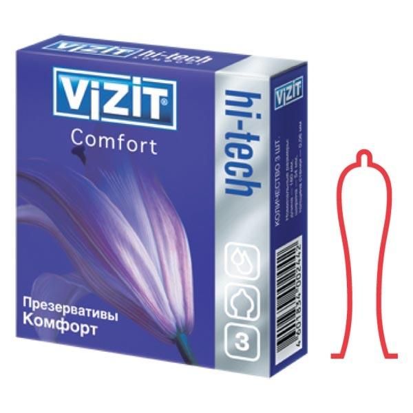 Презервативы VIZIT Hi-tech comfort оригинальной формы 3 шт.