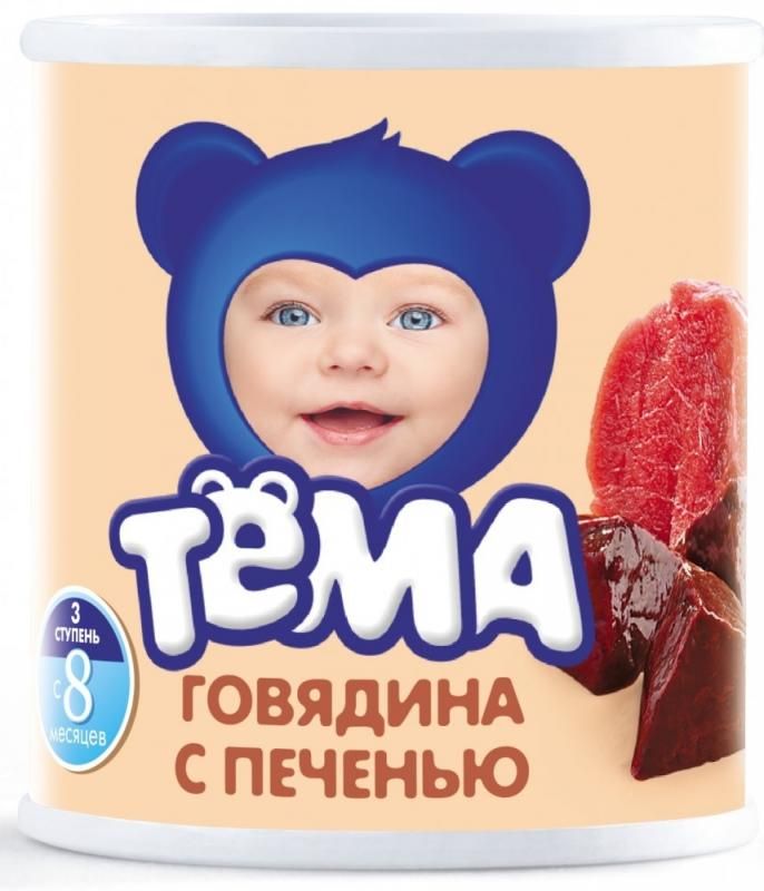 Пюре Тема говядина с печенью с 8 мес. 100г 1