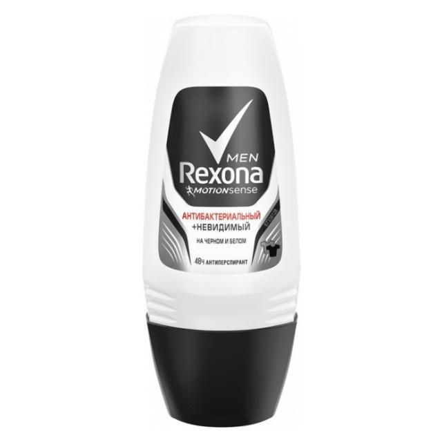 Rexona Антиперспирант део-ролик мужской Антибактериальный и Невидимый на черном и