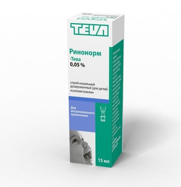 Ринонорм-Тева спрей назальный 0,05% 15 мл Ринонорм-Тева спрей назальный 0,05% 15 мл
