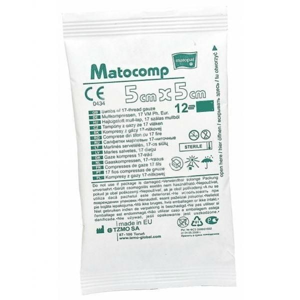 Салфетки Матопат Matocomp стерильные 5 см x 5 см 12 сл. 17-нитей 3 шт.