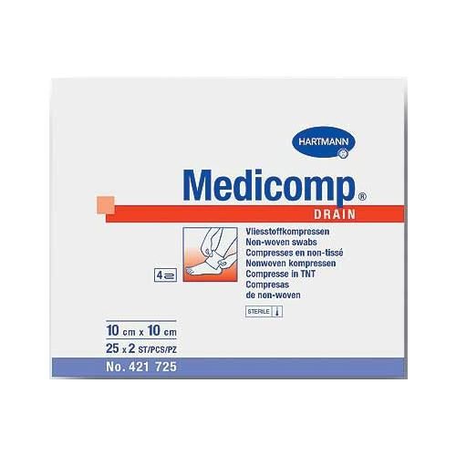 Салфетки Medicomp drain/Медикомп дрейн стерильные нетканные 10 х 10 см 50 шт.