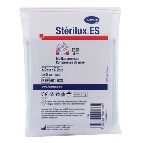 Салфетки Sterilux ES/Стерилюкс ЕС стерильные 8 слоев 17 нитей 7,5 х 7,5 см 10 шт.