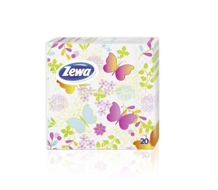 Салфетки Zewa Эксклюзив трехслойные 33х33см Декор бабочки 20 шт.