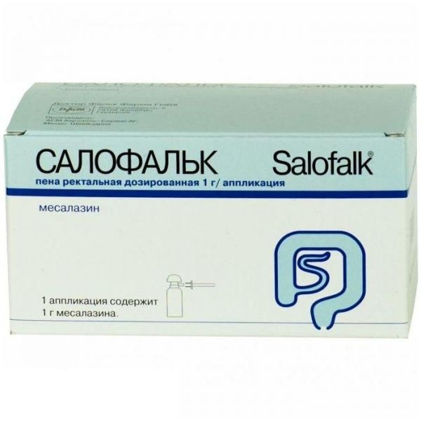 Салофальк 1г/аппликация пена рект. дозир. 14аппликаций (7доз) баллон м/до 06.15г/