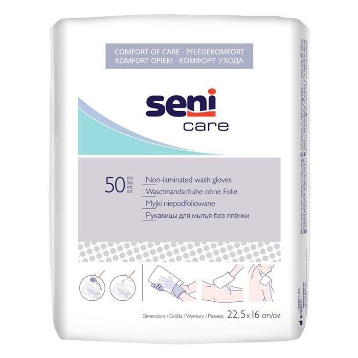 Seni Care Рукавица для мытья без водонепроницаемой пленки 50 шт.