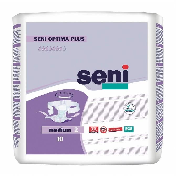 Seni Optima Plus Medium подгузники для взрослых (70-105 см) 10 шт.