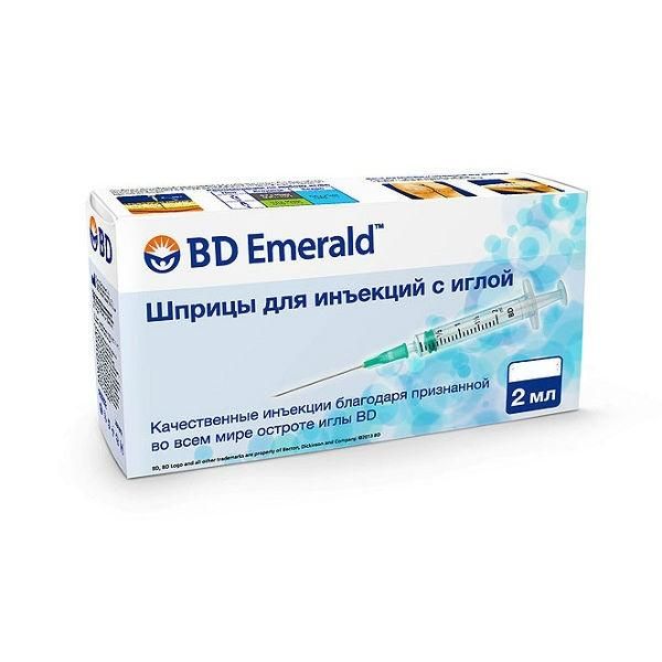 Шприц 3-х компонентный Emerald 2 мл, 100 шт.