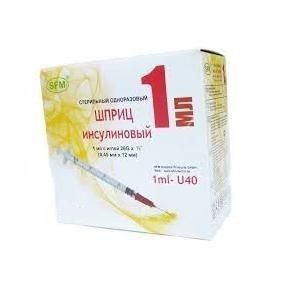 Шприц инсулиновый 1 мл/U-40, 0,45 мм (26G) х 12 мм, 20 шт.