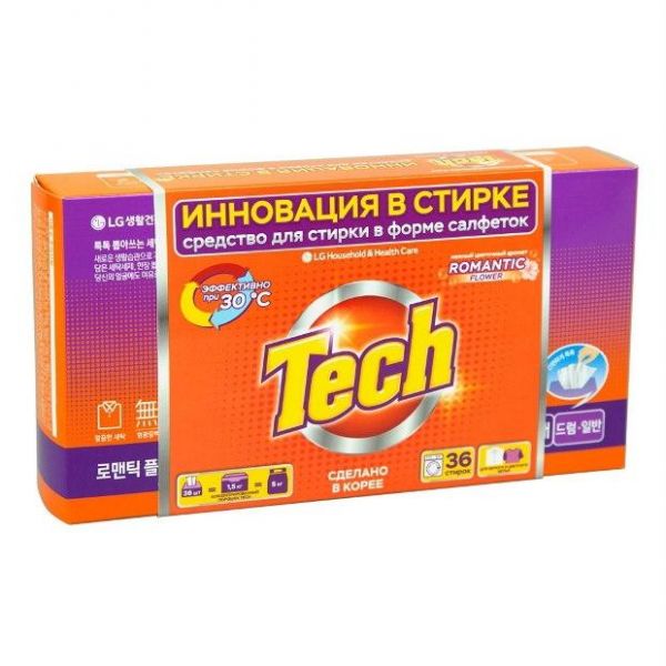 Средство для стирки TECH в листах Romantic Flower 36 шт.