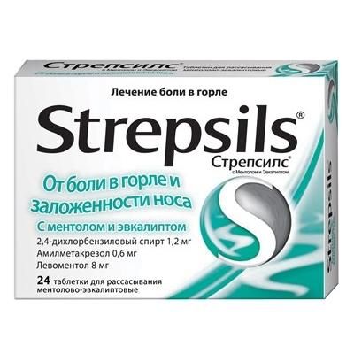 Стрепсилс с ментолом и эвкалиптом таблетки, 24 шт. Стрепсилс с ментолом и эвкалиптом таблетки, 24 шт.