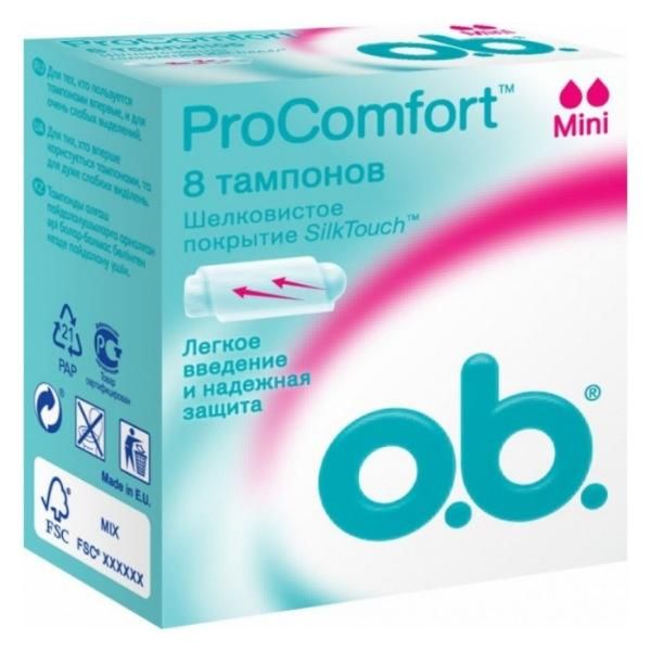 Тампоны o.b. ProComfort мини 8 шт Тампоны o.b. ProComfort мини 8 шт