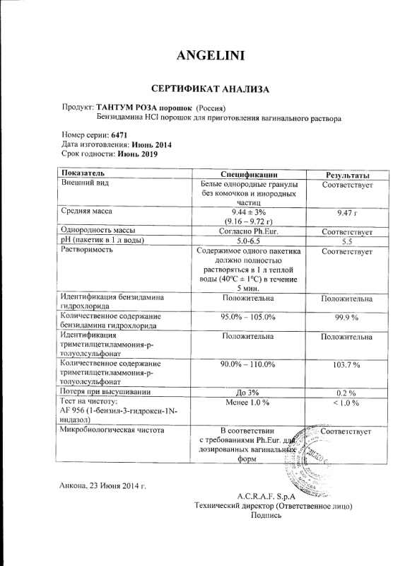 Тантум роза порошок для приготовления раствора вагинального 500 мг саше 10 шт.