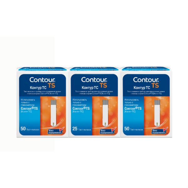 Тест-полоски Контур ТС (Contour TS) 2х50 шт.+ 25 шт. Тест-полоски Контур ТС (Contour TS) 2х50 шт.+ 25 шт.