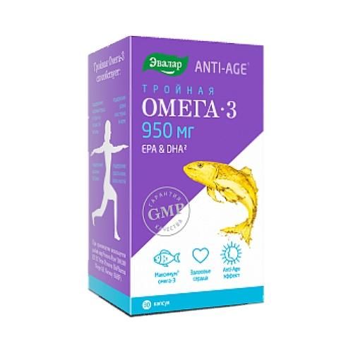 Тройная Омега-3 950 мг ANTI-AGE капсулы 30 шт. Тройная Омега-3 950 мг ANTI-AGE капсулы 30 шт.
