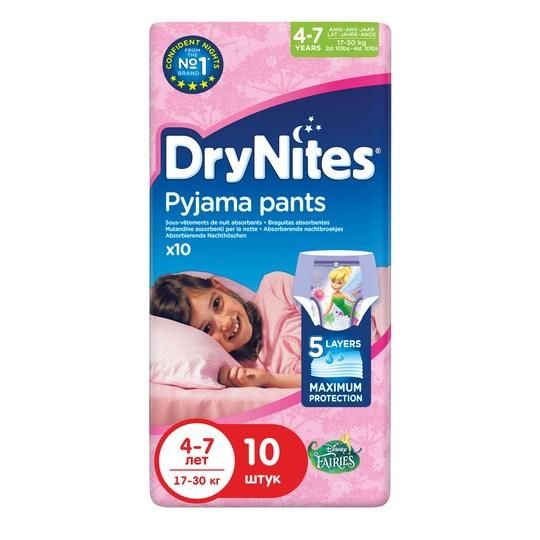 Трусики Хаггис (Huggies) ДрайНайтс для девочек 4-7лет 10шт. упак.