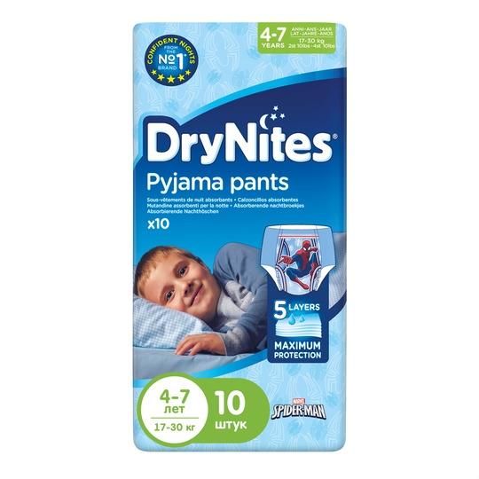 Трусики Хаггис (Huggies) ДрайНайтс для мальчиков 4-7лет 10шт. упак.