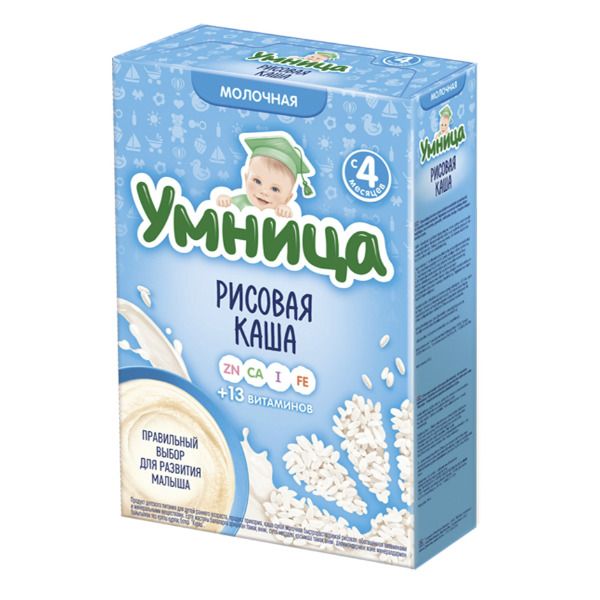 Умница Каша молочная рисовая 4 мес. 200 г