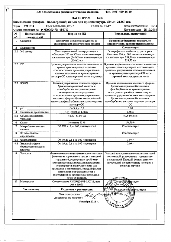 Валосердин капли для приема внутрь, 50 мл