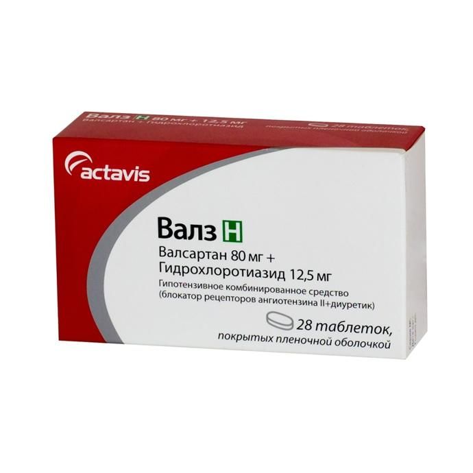 Валз Н таблетки покрыт.плен.об. 80 мг+12,5 мг 28 шт.