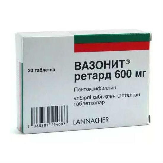 Вазонит таблетки ретард 600 мг, 20 шт.