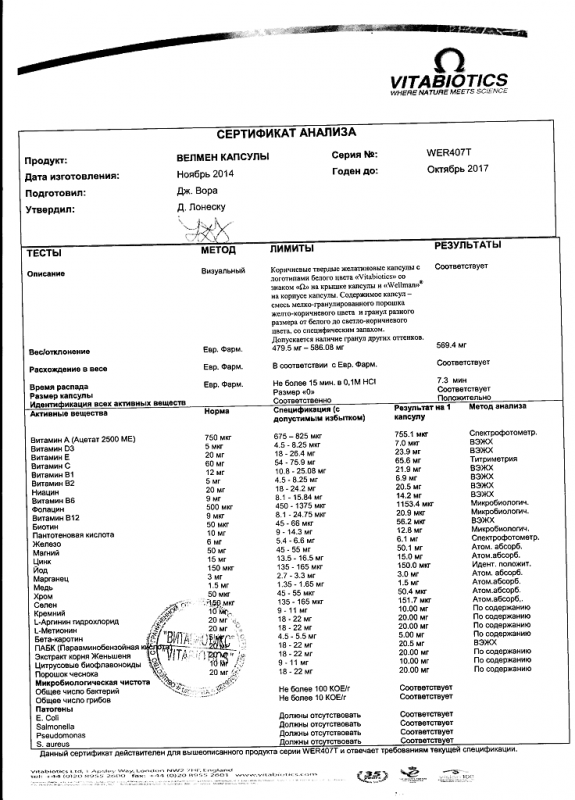 Велмен капсулы 30 шт.