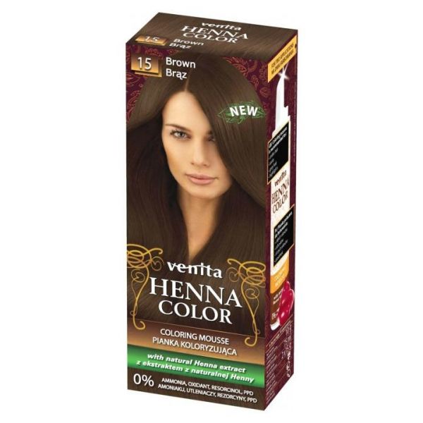 Venita Мусс для волос красящейся Venita Henna Color 015 Коричневый с экстрактом натуральной хны 75 мл