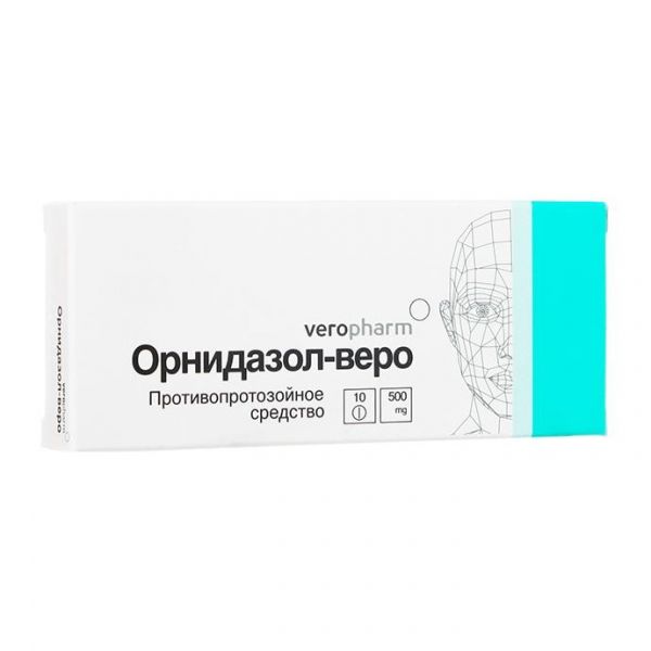 Веро-орнидазол таблетки 500 мг, 10 шт. Веро-орнидазол таблетки 500 мг, 10 шт.