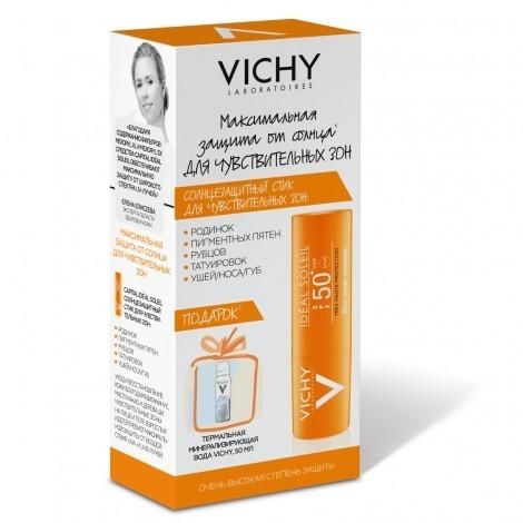 Vichy Capital Ideal Soleil стик для чувствительных зон и губ SPF 50+ 9 г+подарок термальная вода 50мл