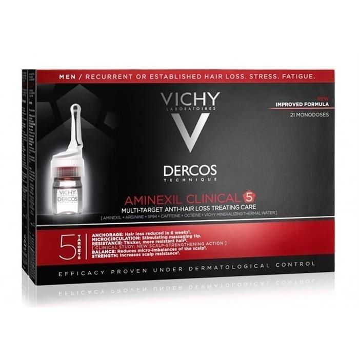 Vichy Dercos Aminexil Средство против выпадения волос для мужчин ампулы 21 шт.