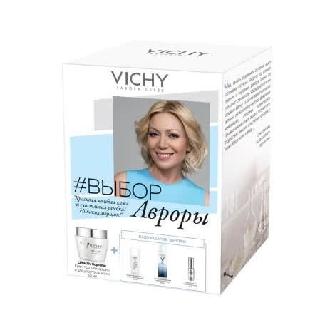 Vichy набор Выбор Авроры Liftactiv Supreme крем д/норм кожи 50мл +Purete Thermale лосьон 30мл+термальная вода 50 мл+LiftActive сыворотка д/глаз 3 мл 1 уп