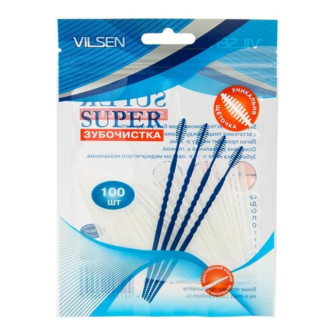 Vilsen Супер зубочистка пластиковая в пакете по 100 шт