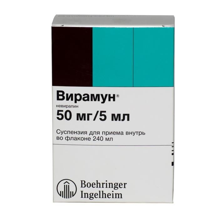 Вирамун сусп д/приема внутрь 50мг/5мл фл 240мл/n1