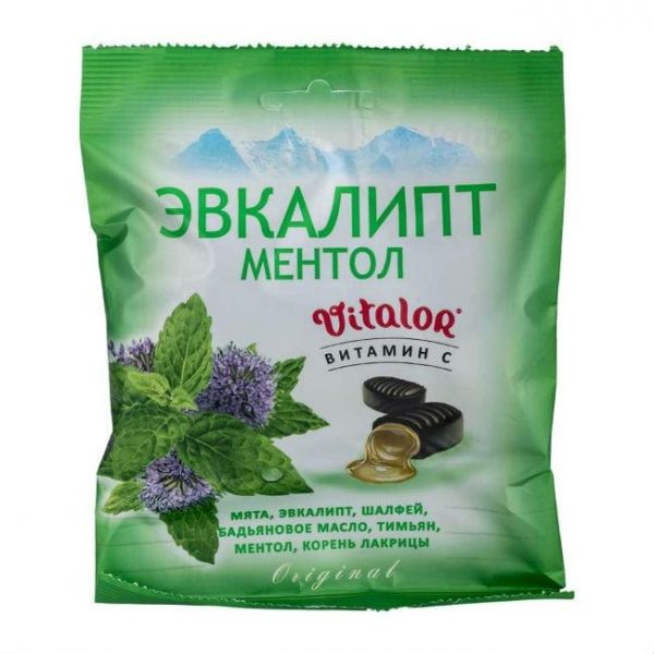 Виталор леденцовая карамель с витамином С со вкусом Эвкалипта с ментолом 60 г