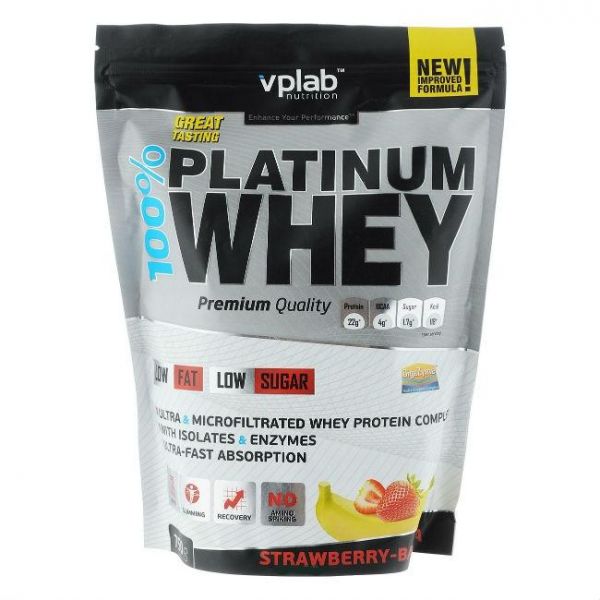 Vplab 100% Platinum Whey Протеин клубника-банан 750 г Vplab 100% Platinum Whey Протеин клубника-банан 750 г