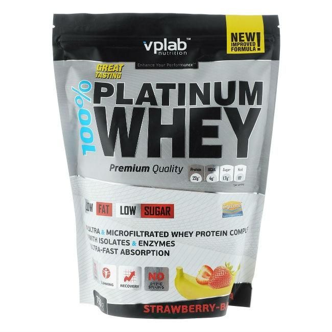 Vplab 100% Platinum Whey Протеин клубника-банан 750 г