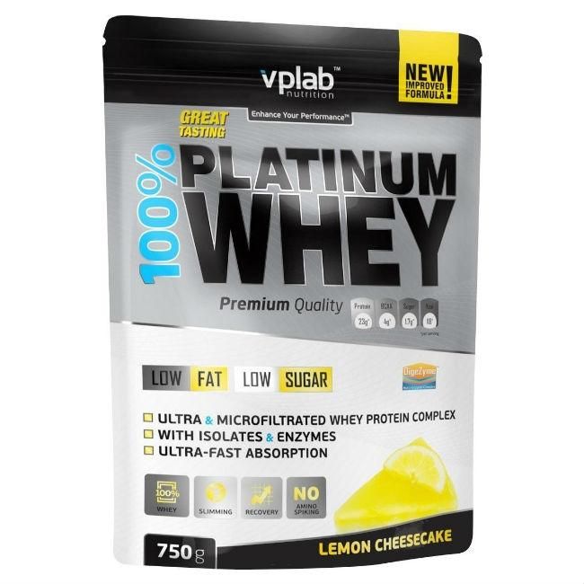 Vplab 100% Platinum Whey Протеин лимонный чизкейк 750 г