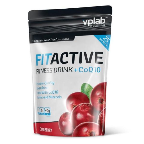 Vplab FitActive Fitness Drink+CoQ10 Витаминно-минеральный напиток сухой концентрат клюква 500 г Vplab FitActive Fitness Drink+CoQ10 Витаминно-минеральный напиток сухой концентрат клюква 500 г