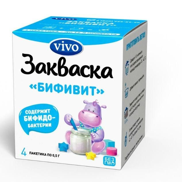 Закваска vivo бифивит флаконы 500 мг, 4 шт.
