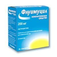Флуимуцил гранулы 200 мг, 1 г, саше 20 шт.