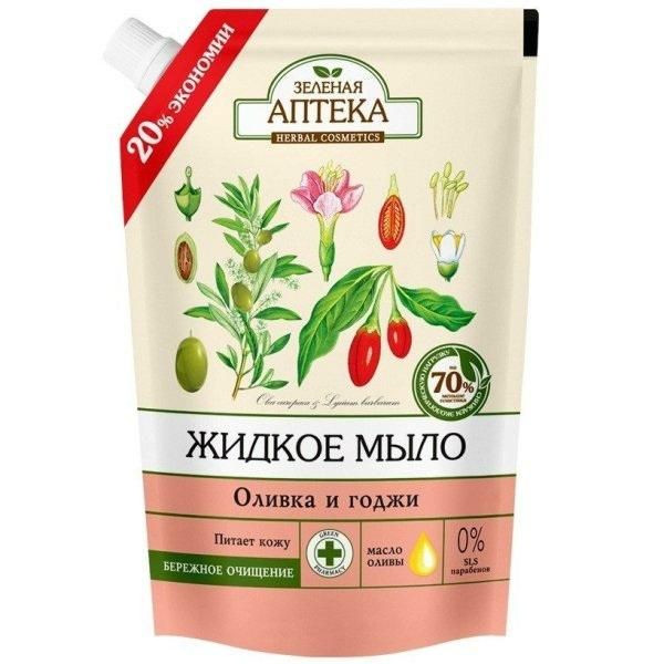 Зеленая Аптека Жидкое мыло Оливка и годжи дой-пак 460 мл