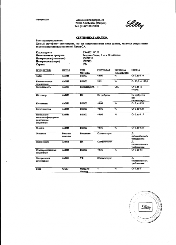 Зипрекса 5мг таб. покр. пленоч. об. х28 (r)