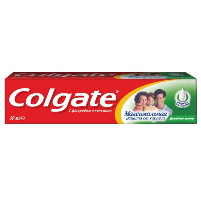 Зубная паста Колгейт (Colgate) Максимальная защита от кариеса Двойная мята 50мл упак.