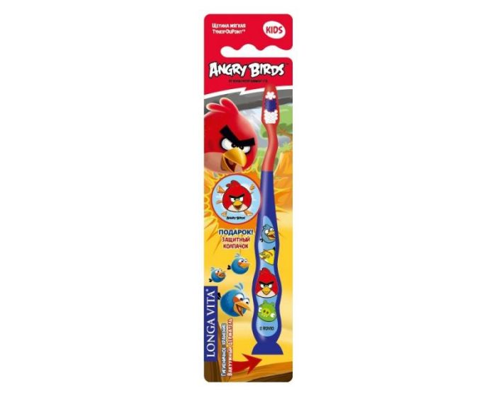 Зубная щетка Longa Vita Angry Birds с защитным колпачком арт. AB-1 1 шт.